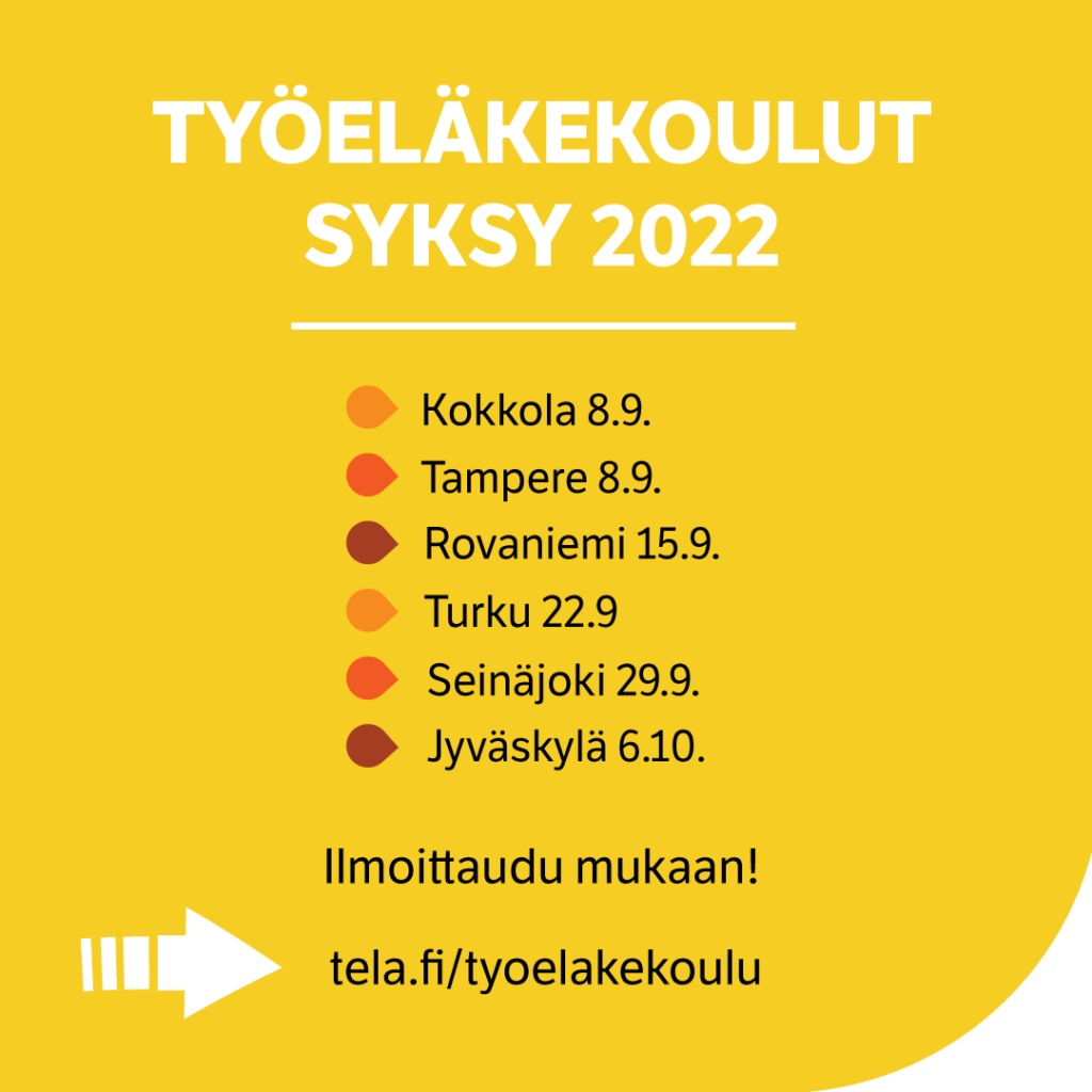 Työeläkekoulutut jatkuvat syksyllä 2022